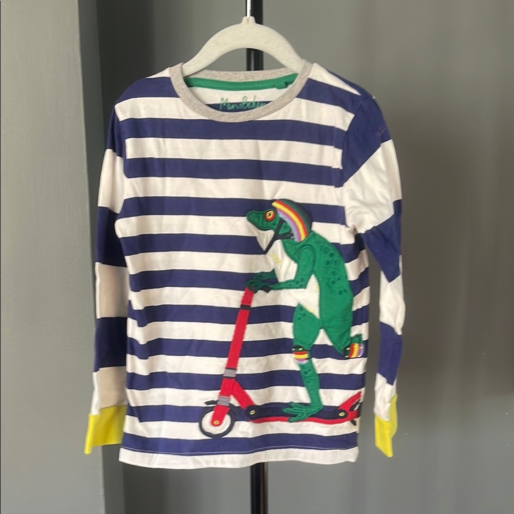 Kids Striped Shirt with Dinosaur Design